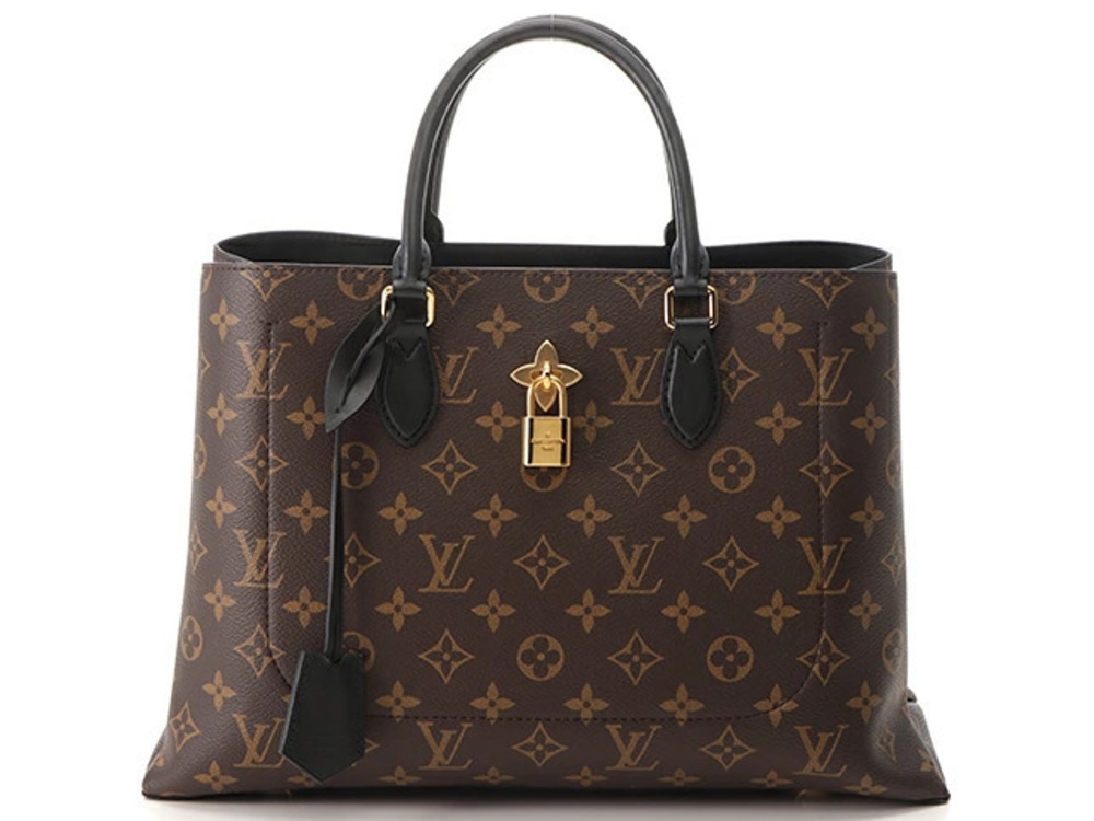 LOUIS VUITTON Flower Tote Bag Shoulder Monogram Noir Black